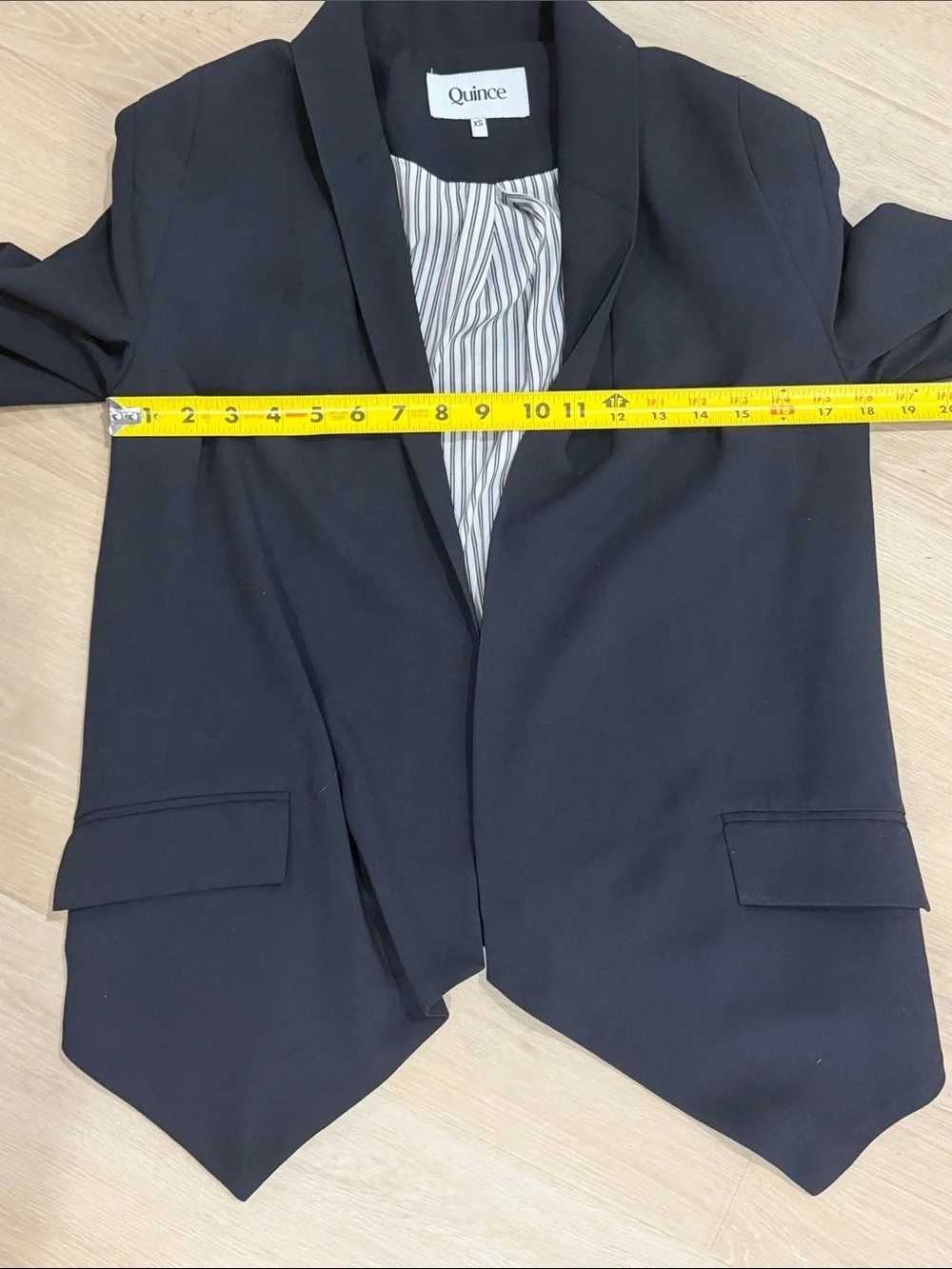 QUINCE Open Front Crepe Blazer Black XS Quiet Luxury Minimalist Capsule Wardrobe